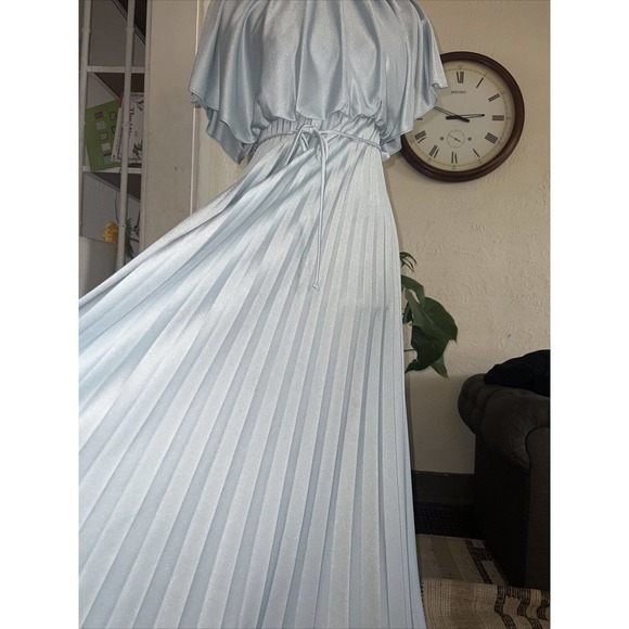 Vintage 60s 70s Pleated Prairie Maxi Prom Disco Maxi Hippie Grecian dress S - Picture 4 of 8